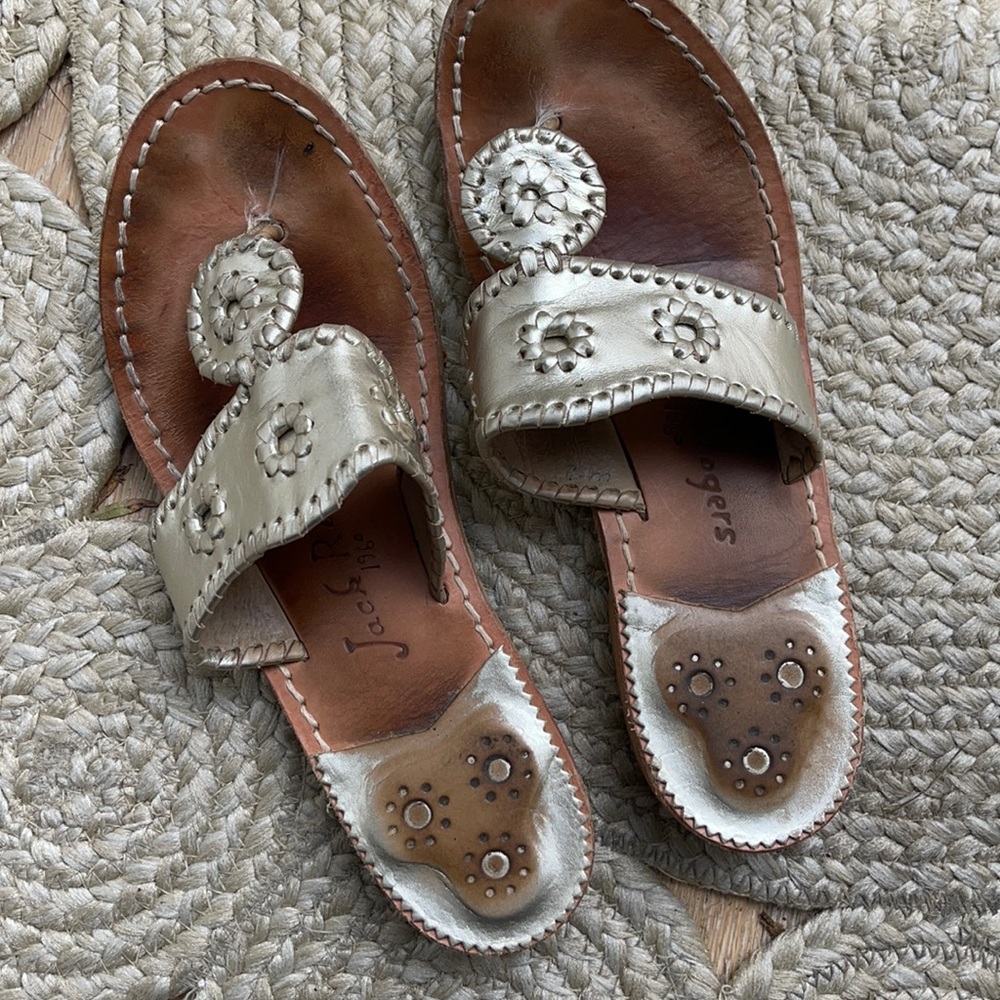 Jack Rodgers sandals silverish/ gold